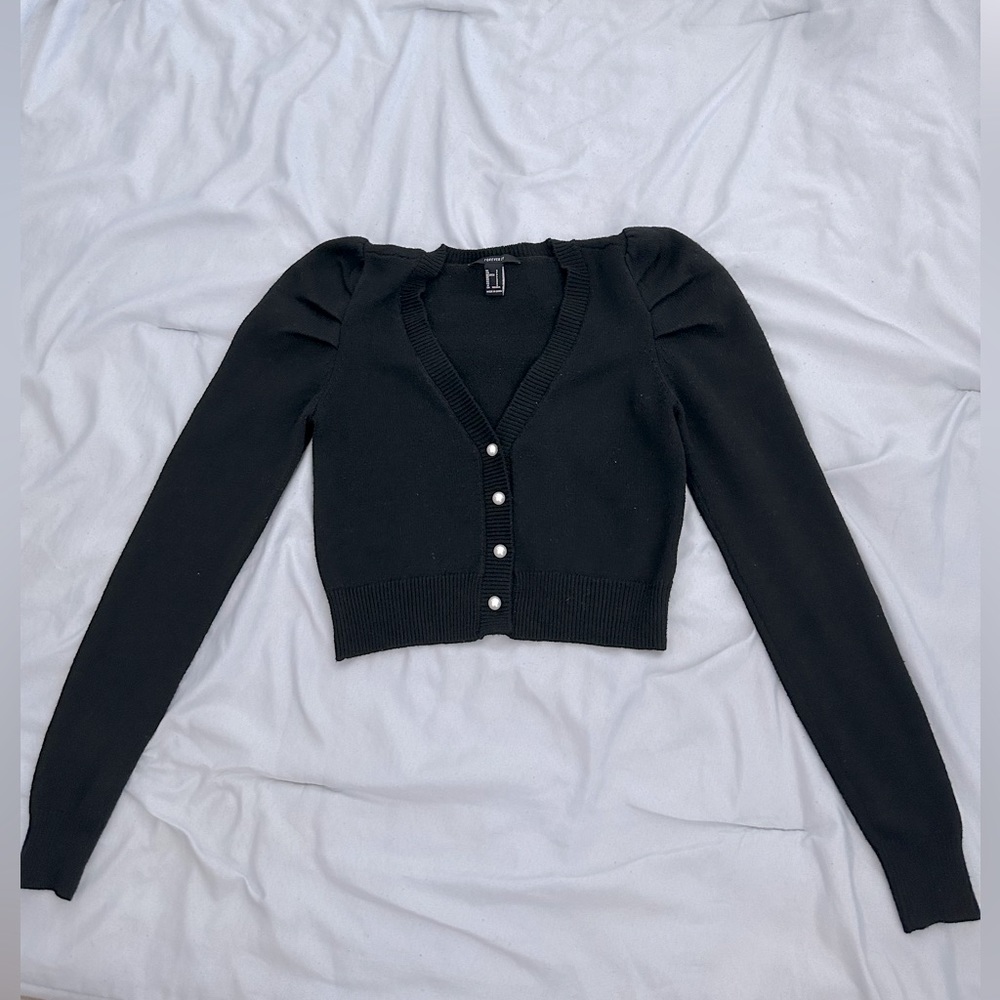 Cropped button down cardigan